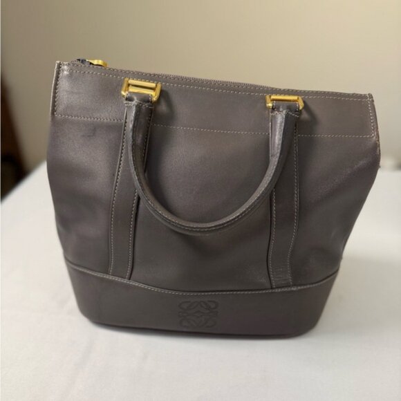 Vintage Loewe Gray Leather Top Handle Purse w/ COA - made in Spain 🇪🇸 - Picture 14 of 16